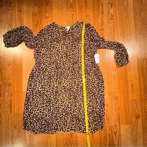 Time and Tru Dress Womens Plus Size XXL 20 Leopard Print Long Sleeve Peasant NEW - Picture 14 of 14